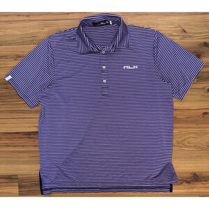 RLX Ralph Lauren Golf Polo Men's XL Purple Stripe Performance Preppy Athletic